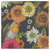 Gartenvögel und Blume 2 Stoff (Nahaufnahme)