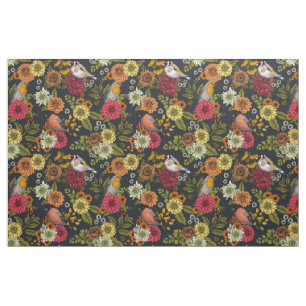 Gartenvögel und Blume 2 Stoff