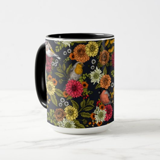 Gartenvögel und Blume 2 Tasse (Vorderseite Links)