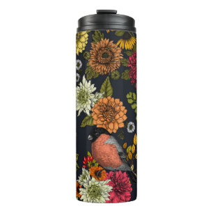 Gartenvögel und Blume 2 Thermosbecher