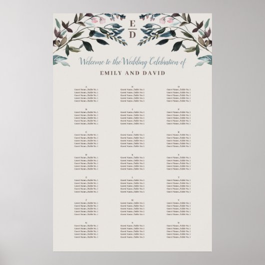 GartenWappen | Eggshell Alphabetic Seekarte Poster (Vorne)