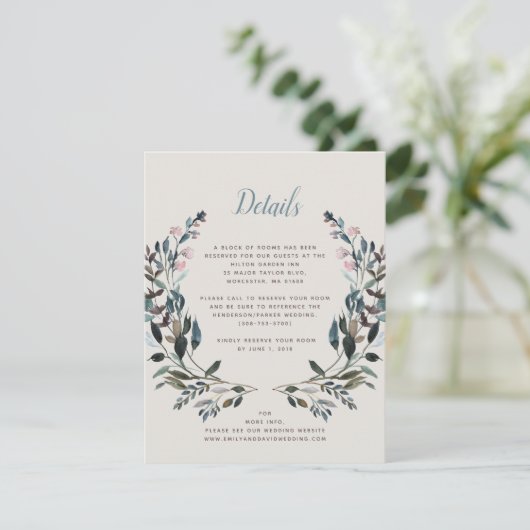 GartenWappen | Eggshell | Angaben zum Hotel Hochze RSVP Karte (Stehend Vorderseite)