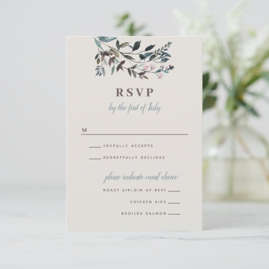 GartenWappen | Eggshell | Hochzeitsfeiern RSVP Karte (Stehend Vorderseite)