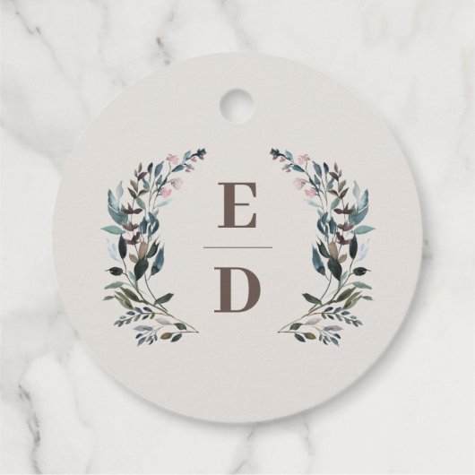 GartenWappen | Eggshell | Hochzeitsmonogramm Geschenkanhänger (Rückseite)