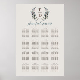 GartenWappen | Eggshell | Hochzeitssitzdiagramm Poster