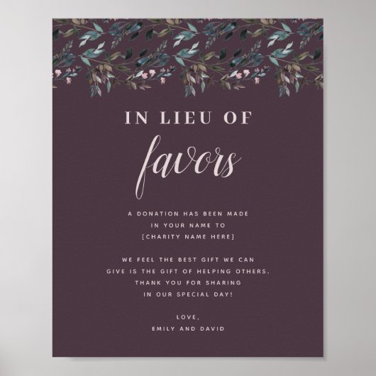 GartenWappen | Lila Hochzeitsspende Wohltätigkeit Poster (Vorne)