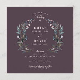 GartenWappen | Mauve Lila Floral Square Wedding Einladung