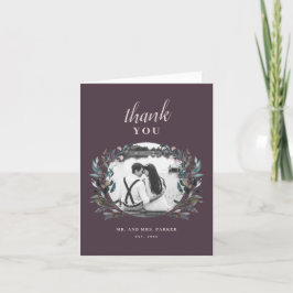 GartenWappen | Mauve Lila Floral Wedding Foto Dankeskarte