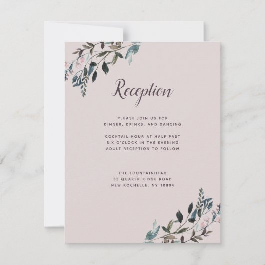 GartenWappen | Mauve Lila Wedding Reception Info RSVP Karte (Vorderseite)