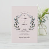 GartenWappen | Mauve Wedding Einladung (Stehend Vorderseite)