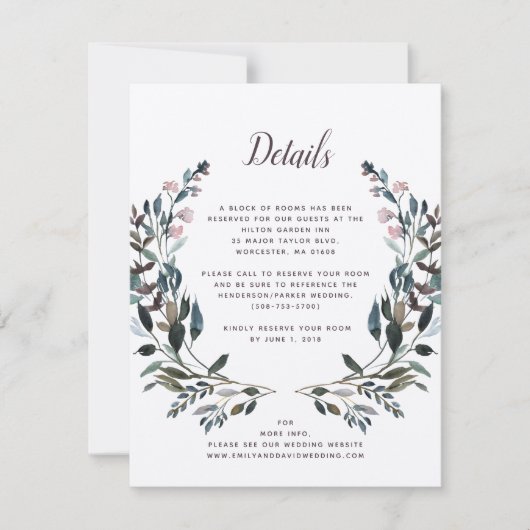 GartenWappen | Rustic Kraft Wedding Hotel Details RSVP Karte (Vorderseite)