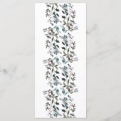 GartenWappen | White Blue Floral Wedding Script Menükarte (Rückseite)