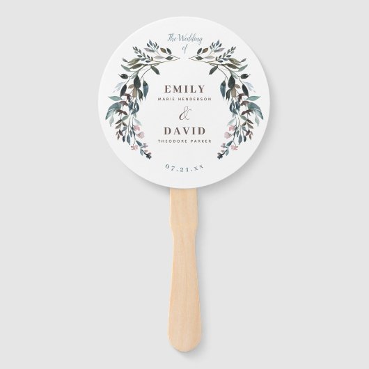 GartenWappen | White Blue Wedding Party Programm Fächer (Vorderseite)