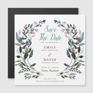 GartenWappen   White Blue Wedding Save the Date Magneteinladung