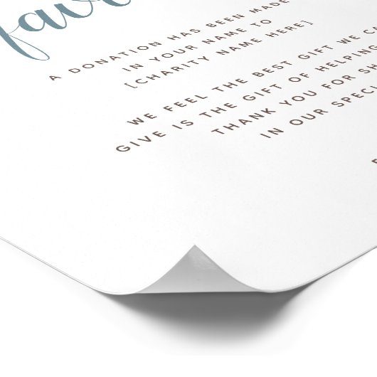 GartenWappen | White Blue Wedding Spende Wohltätig Poster (Ecke)