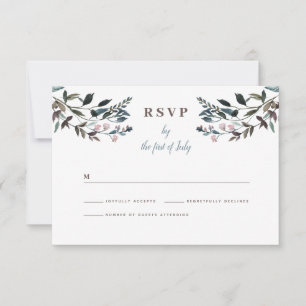 GartenWappen   White Floral Response Wedding RSVP Karte