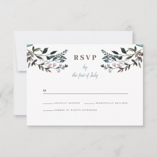 GartenWappen | White Floral Response Wedding RSVP Karte (Vorderseite)