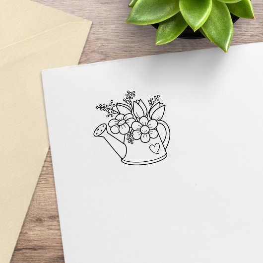 Gartenwasserdose mit Blume 2 Gummistempel