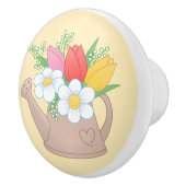 Gartenwasserdose mit Blume auf Gelb Keramikknauf (Rechts)