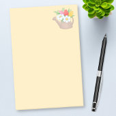 Gartenwasserdose mit Blume auf Gelb Post-it Klebezettel