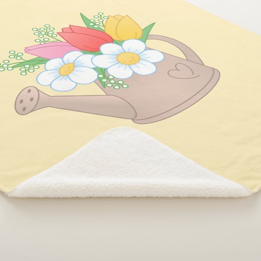 Gartenwasserdose mit Blume auf Gelb Sherpadecke (3/4)