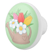 Gartenwasserdose mit Blume auf Grün Keramikknauf (Rechts)