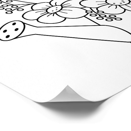 Gartenwasserdose mit Blume Farbseite Poster (Ecke)