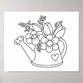 Gartenwasserdose mit Blume Farbseite Poster (Vorne)