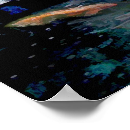 Gartenwasserfall mit Koi Teich Poster (Ecke)