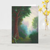 "Gartenweg bei Sonnenaufgang."Grußkarte Karte (Gelbe Blume)