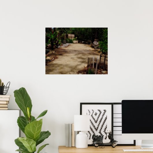 Gartenweg Holzbrücke Grün Poster (Heimbüro)