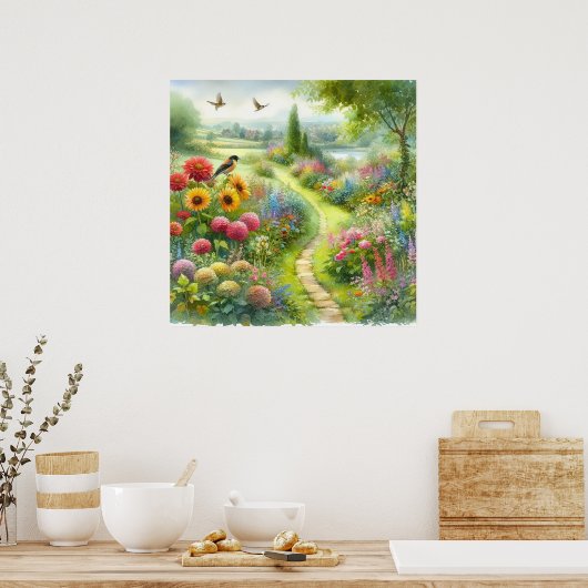 Gartenweg Landschaft 3 Poster (Küche)