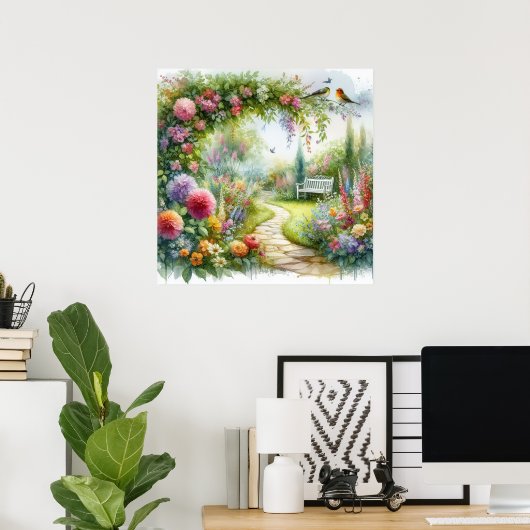 Gartenweg Landschaft 6 Poster (Heimbüro)