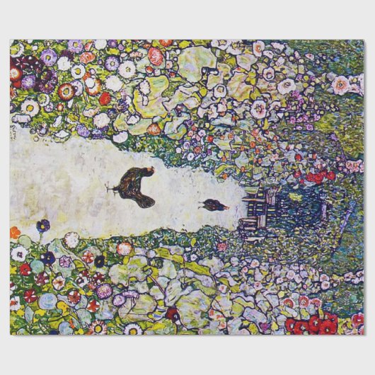 Gartenweg mit Hühnern, Gustav Klimt Geschenkpapier (Flach)