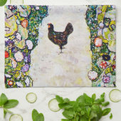 Gartenweg mit Hühnern, Gustav Klimt Geschirrtuch (Gefaltet)