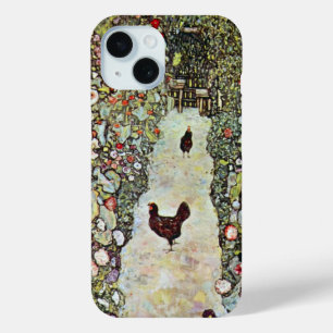 Gartenweg mit Hühnern, Gustav Klimt, Jugendstil iPhone 15 Hülle