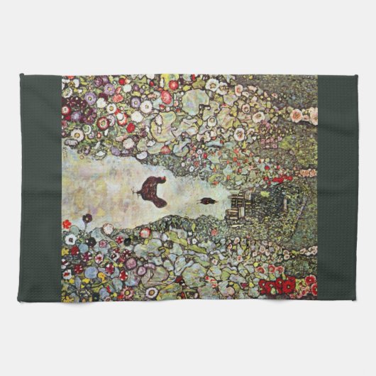 Gartenweg mit Hühnern, Gustav Klimt, Jugendstil Handtuch (Horizontal)