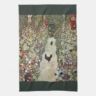 Gartenweg mit Hühnern, Gustav Klimt, Jugendstil Handtuch