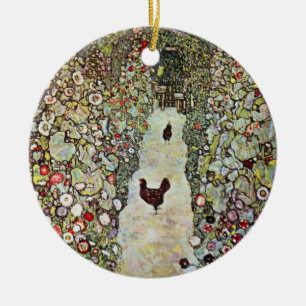 Gartenweg mit Hühnern, Gustav Klimt, Jugendstil Keramik Ornament
