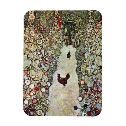 Gartenweg mit Hühnern, Gustav Klimt, Jugendstil Magnet (Vertikal)