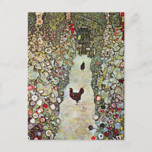 Gartenweg mit Hühnern, Gustav Klimt, Jugendstil Postkarte