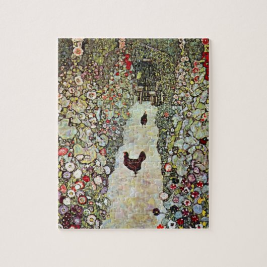 Gartenweg mit Hühnern, Gustav Klimt, Jugendstil Puzzle (Vertikal)