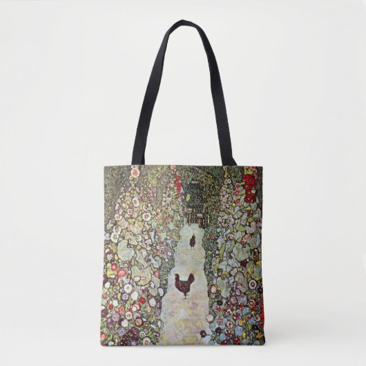 Gartenweg mit Hühnern, Gustav Klimt, Jugendstil Tasche (Vorderseite)