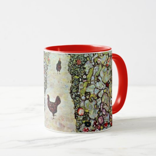 Gartenweg mit Hühnern, Gustav Klimt, Jugendstil Tasse (VorderseiteRechts)