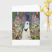 Gartenweg mit Hühnern, Gustav Klimt Karte (Gelbe Blume)
