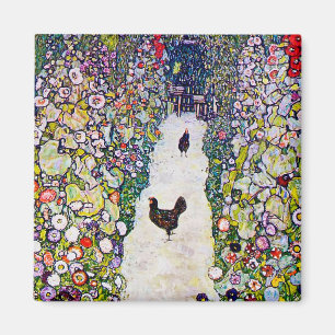 Gartenweg mit Hühnern, Gustav Klimt Magnet