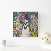 Gartenweg mit Hühnern, Gustav Klimt Quadratische Wanduhr (Zuhause)