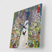 Gartenweg mit Hühnern, Gustav Klimt Quadratische Wanduhr (Winkel)