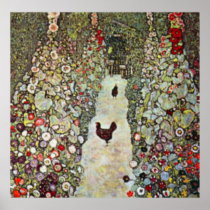 Gartenweg mit Hühnern von Gustav Klimt Poster
