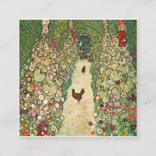 Gartenweg mit Hühnern von Gustav Klimt Quadratische Visitenkarte (Vorderseite)